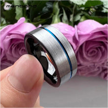 Load image into Gallery viewer, Thin Blue Line Black and/or Silver Tungsten Carbide 8 MM Ring (4 Styles)