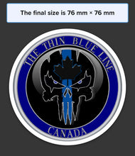 Load image into Gallery viewer, Thin Blue Line Canada 3 " Round Punisher Sticker / Decal