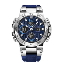 Load image into Gallery viewer, (LIMITED TIME FREE SHIPPING) Thin Blue Line Inspired Dual Display Waterproof Luxury Watch with Blue Silicone Band