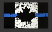 Load image into Gallery viewer, 3 Inch "Fabric Style" TATTERED Thin Blue Line Canada Flag Decal / Sticker