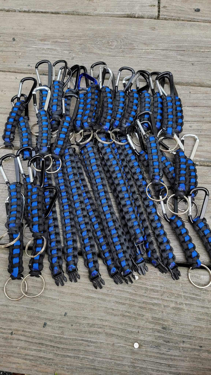 Paracord Thin Blue Line Keychain / FOB 4” with Carabiner – The
