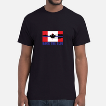 Load image into Gallery viewer, Blue Breaking Through (Back the Blue) T-Shirt Unisex and Ladies Large Logo on Front