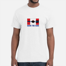 Load image into Gallery viewer, Blue Breaking Through (Back the Blue) T-Shirt Unisex and Ladies Large Logo on Front