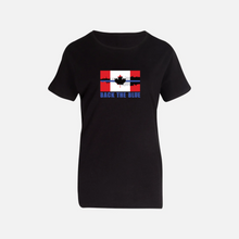 Load image into Gallery viewer, Blue Breaking Through (Back the Blue) T-Shirt Unisex and Ladies Large Logo on Front