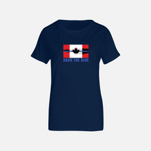 Load image into Gallery viewer, Blue Breaking Through (Back the Blue) T-Shirt Unisex and Ladies Large Logo on Front