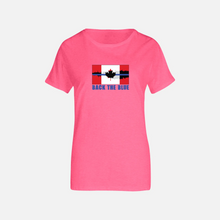 Load image into Gallery viewer, Blue Breaking Through (Back the Blue) T-Shirt Unisex and Ladies Large Logo on Front