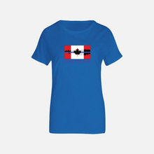 Load image into Gallery viewer, Blue Breaking Through (Back the Blue) T-Shirt Unisex and Ladies Large Logo on Front