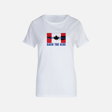 Load image into Gallery viewer, Blue Breaking Through (Back the Blue) T-Shirt Unisex and Ladies Large Logo on Front
