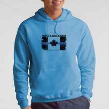 Load image into Gallery viewer, BIG MAN (4XL ) Original Tattered Thin Blue Line Canadian (BLACK or WHITE) Flag Classic Unisex Hoodie (with FREE sticker for a limited time)