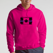 Load image into Gallery viewer, BIG MAN (4XL ) Original Tattered Thin Blue Line Canadian (BLACK or WHITE) Flag Classic Unisex Hoodie (with FREE sticker for a limited time)