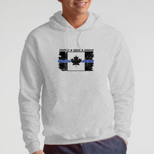 Load image into Gallery viewer, BIG MAN (4XL ) Original Tattered Thin Blue Line Canadian (BLACK or WHITE) Flag Classic Unisex Hoodie (with FREE sticker for a limited time)