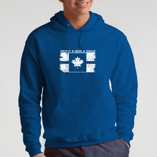 Load image into Gallery viewer, BIG MAN (4XL ) Original Tattered Thin Blue Line Canadian (BLACK or WHITE) Flag Classic Unisex Hoodie (with FREE sticker for a limited time)