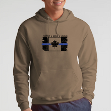 Load image into Gallery viewer, BIG MAN (4XL ) Original Tattered Thin Blue Line Canadian (BLACK or WHITE) Flag Classic Unisex Hoodie (with FREE sticker for a limited time)