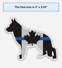Load image into Gallery viewer, 3 &quot; German Shepherd Thin Blue Line Canada Flag K9 Police Dog Sticker Decal