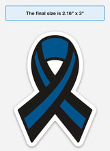 Load image into Gallery viewer, 3 " Thin Blue Line Ribbon Decal Memorial Sticker