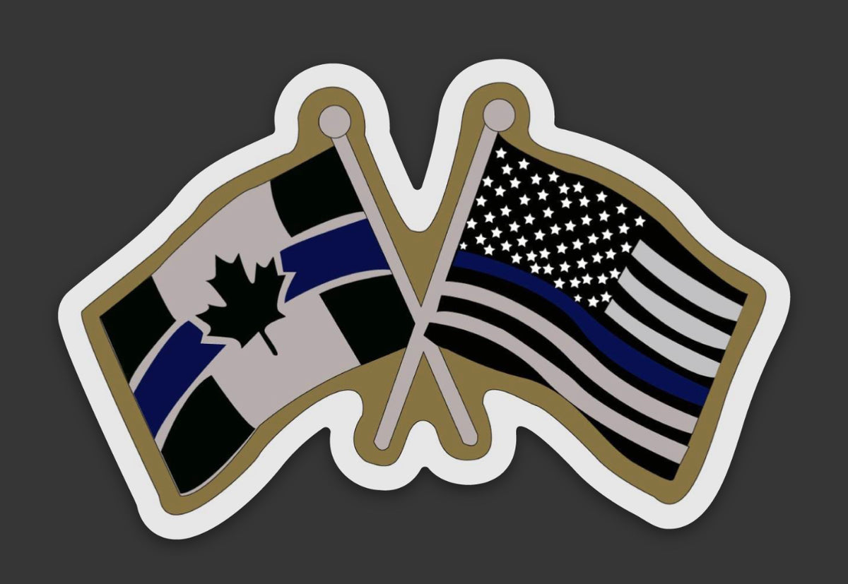 Canada Usa Crossed Thin Blue Line Flags Sticker Decal The Thin Blue Line Canada 6645