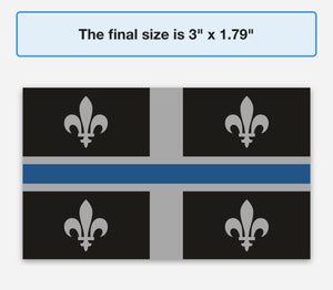 3 " Quebec Provincial Flag Thin Blue Line QC Sticker Decal