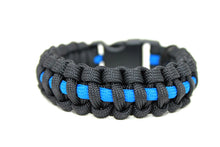 Load image into Gallery viewer, Thin Blue Line Paracord Survival Bracelet
