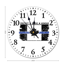 Load image into Gallery viewer, Classic Thin Blue Line Tattered Flag Round Non-Ticking 9.8"  Wall Clock