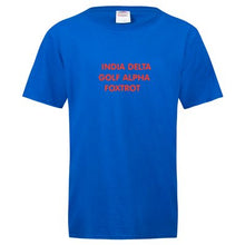 Load image into Gallery viewer, INDIA DELTA GOLF ALPHA FOXTROT Fruit of the Loom® Unisex T-shirt