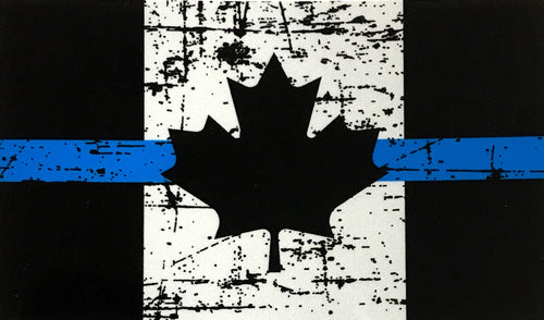 TATTERED Thin Blue Line Canada Flag Decal / Sticker (2 sizes)