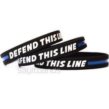 Load image into Gallery viewer, Thin Blue Line Silicone Back The Blue, Blue Lives Matter, Thin Blue Line , Thin Blue Line Maple Leaf , Thin Blue Line Canadian Flag, Defend This Line, Got Your Six, Thin Silver Line (Corrections) Wristband / Bracelet