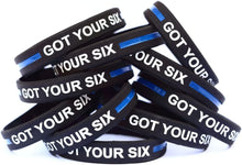 Load image into Gallery viewer, Thin Blue Line Silicone Back The Blue, Blue Lives Matter, Thin Blue Line , Thin Blue Line Maple Leaf , Thin Blue Line Canadian Flag, Defend This Line, Got Your Six, Thin Silver Line (Corrections) Wristband / Bracelet