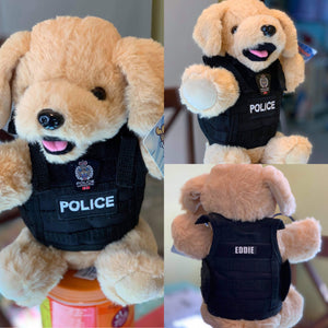 8″ Stuffed Bears and Dogs WITH Mini Tactical Vest (includes YOUR department’s logo AND Badge number and/or name)
