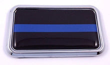 Load image into Gallery viewer, Thin Blue Line Rectanguglar Chrome Emblem 3D Car Decal Sticker 3" x 1.75"