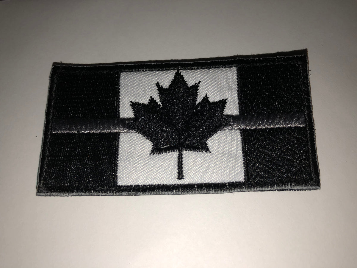 Canada Flag Patch (Black/Gray) 4″ X 2″ (100mm x 50mm)