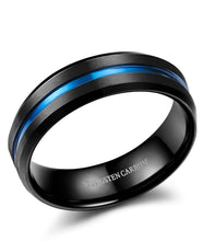 Load image into Gallery viewer, Black Thin Blue Line Tungsten 8mm Ring w/FREE SHIPPING