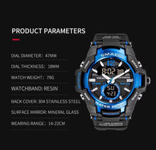 Load image into Gallery viewer, Thin Blue Line Inspired Sports Watch Waterproof 50M Analog Alarm Clock Big Dial Dual Display Wristwatch Digital Watch Stopwatch