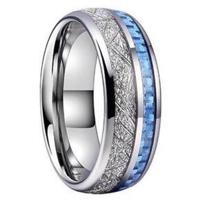 Thin Blue Line Inspired Blue Inlay Meteorite Ring (FREE Shipping)