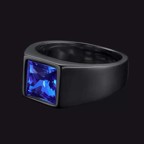 Back the Blue Stainless Steel Blue Stone Ring