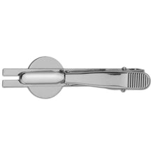 Load image into Gallery viewer, Thin Blue Line American Flag Round Tie Bar Clip Clasp Tack Silver Color Plated