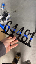 Load image into Gallery viewer, Thin Blue / Red / Silver / Yellow / Green Line 3D printed Badge Number Displays