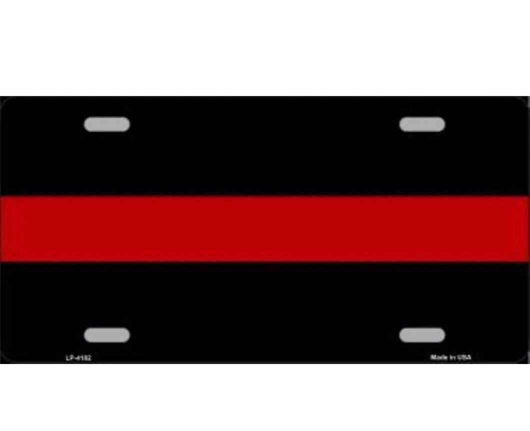 THIN RED LINE FIREFIGHTER METAL ALUMINUM NOVELTY CAR LICENSE PLATE