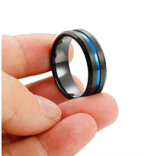 Load image into Gallery viewer, Black Thin Blue Line Tungsten 8mm Ring w/FREE SHIPPING