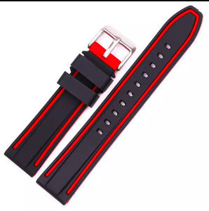Thin Blue Line / Thin Red Line Silicone Smart Watch Double Line Replacement Band (20, 22, 24, 26 mm FREE Shipping)