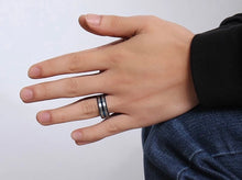 Load image into Gallery viewer, New Thin Thin Blue Line Tungsten 8mm Tungsten Carbide Ring