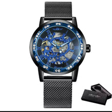 Load image into Gallery viewer, T Winner Thin Blue Line Inspired Women’s Skeleton / Mechanical Watch (FREE Shipping)