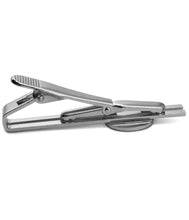 Load image into Gallery viewer, Thin Blue Line American Flag Round Tie Bar Clip Clasp Tack Silver Color Plated
