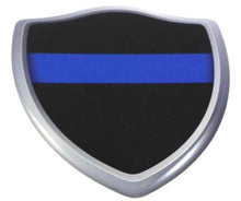 Load image into Gallery viewer, 3” x 2.6” Thin Blue Line Shield Crest Domed Decal 3D Look Emblem