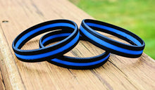 Load image into Gallery viewer, Thin Blue Line Silicone Back The Blue, Blue Lives Matter, Thin Blue Line , Thin Blue Line Maple Leaf , Thin Blue Line Canadian Flag, Defend This Line, Got Your Six, Thin Silver Line (Corrections) Wristband / Bracelet