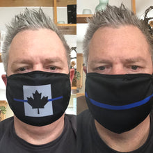 Load image into Gallery viewer, Thin Blue Line Washable Cotton Face Mask 😷 (2 models/ Now with FREE filter and FREE Shipping)