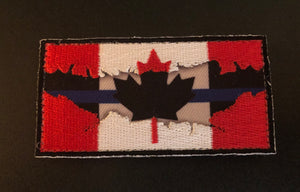 Thin Blue Line Canada 🇨🇦 Red / Blue Line Flag 7.5 cm x 4 cm