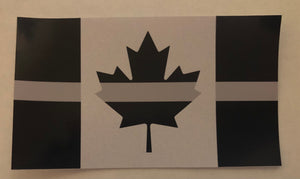 Thin Silver Line Canadian Flag Decal / Sticker (9 cm x 5 cm)