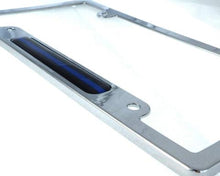 Load image into Gallery viewer, Thin Blue Line Chrome Plated Plastic License Plate Frame