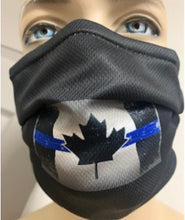Load image into Gallery viewer, MADE IN CANADA π¨π¦ Thin Blue Line Tattered Canadian Flag 3 Ply Washable Defender Face Mask (Free Shipping)