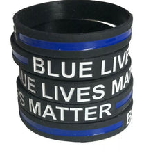 Load image into Gallery viewer, Thin Blue Line Silicone Back The Blue, Blue Lives Matter, Thin Blue Line , Thin Blue Line Maple Leaf , Thin Blue Line Canadian Flag, Defend This Line, Got Your Six, Thin Silver Line (Corrections) Wristband / Bracelet